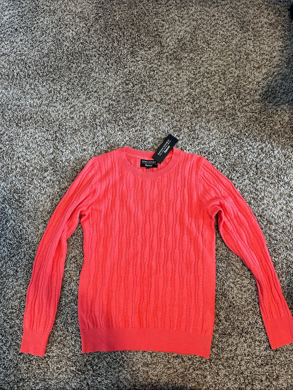 Banana Republic Women's Cable Crewneck Sweater - Coral
